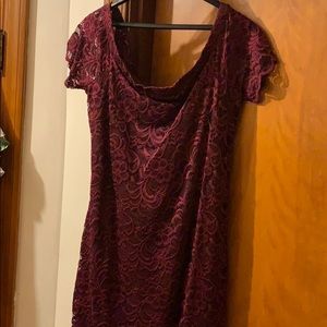 Off the shoulder wine lace dress
